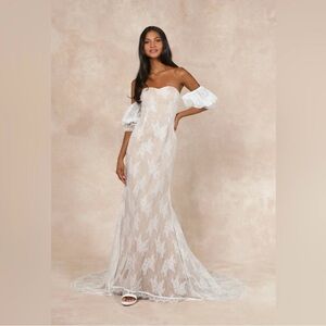 Elegant Off-Shoulder White Lace Dress